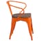 Flash Furniture Orange Metal Chair with Wood Seat and Arms, PK4 4-CH-31270-OR-WD-GG - alternate 7